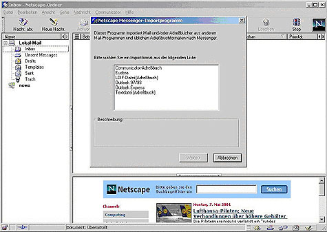Import im Netscape Messenger 4.7
